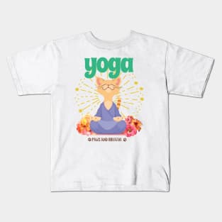 Cat yoga Kids T-Shirt